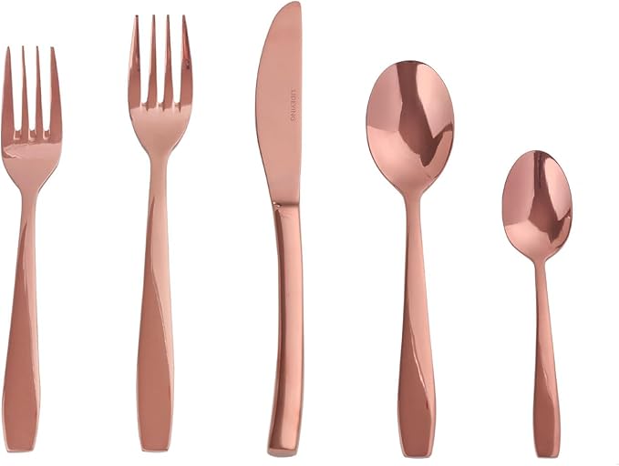 Rosegold 20 Piece Silverware Set,Stainless Steel Flatware Set for 4,18/0 Rust-Proof Cutlery Set with Forks & Spoons,Mirror Polished Dishwasher Safe - Heavy Duty Tableware for Home & Dining
