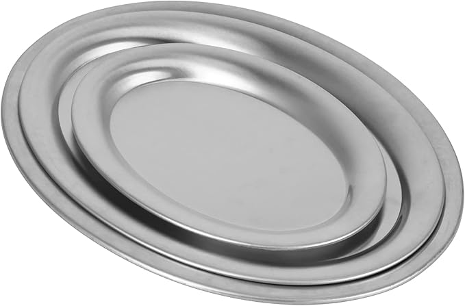 Dessert Tray, 3pcs Stainless Steel Dessert Tray Mirror Polishing Process Snack Jewelry Display Tray Serving Tray for Home Cafe (Silver)