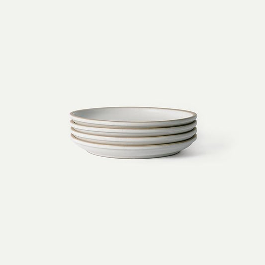 MORA Large Plates Set of 4, 10.5 inch Ceramic Pottery Dinner Plates - Microwave, Oven and Dishwasher Safe - Oat