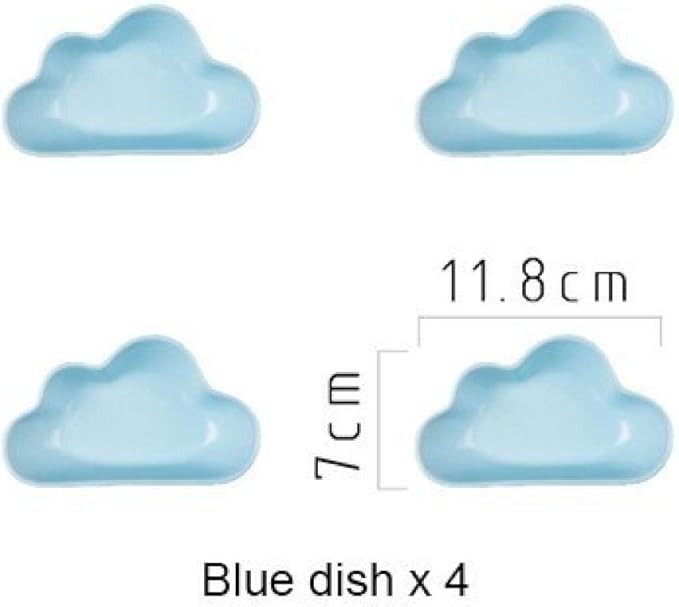 Dish2 PCS 4 PCS Ceramic Color Clouds Plate Porcelain Rain Tray Matt Smooth Plates Cute-blue cloud4