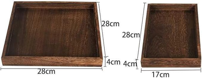 PRETYZOOM 1Pc Retro Solid Wood Tea Tray Rectangular Fruit Serving Tray for Desserts Drinks Natural Design Sturdy for Parties Home Decor Black Brown