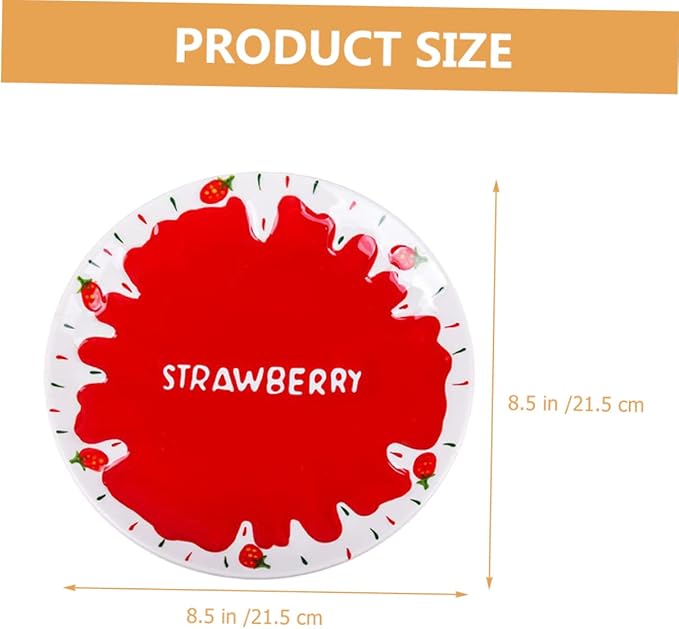 Strawberry Ceramic Plate Deep Snacks Dish for Home Restaurant Elegant Brunch Dinner Serving Premium Quality Kitchen Food Dish for Desserts Fruits
