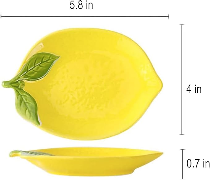 Set Of 4 Lemon Shape Cute Multipurpose Ceramic Appetizer Plates Dessert Bowls Sauce Dish Seasoning Dishes Candy Nuts Snacks Dishes