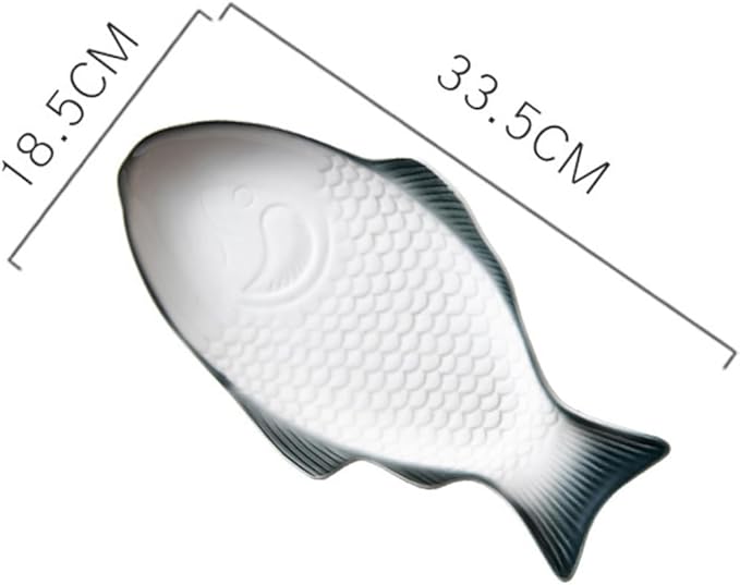 ABOOFAN Creative Fish Shaped Ceramic Plate Dark Green Snack Storage Dish for Home Restaurant Party Serving Platter with Unique Decorative Design