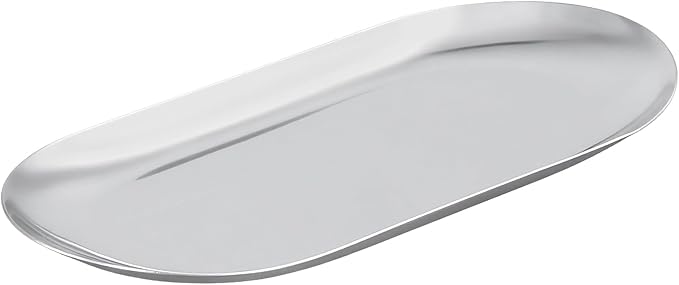 SHEUTSAN 12 PCS Silver Decorative Tray, 7x3 Inch Small Stainless Steel Tray for Bathroom, Jewelry, Candles