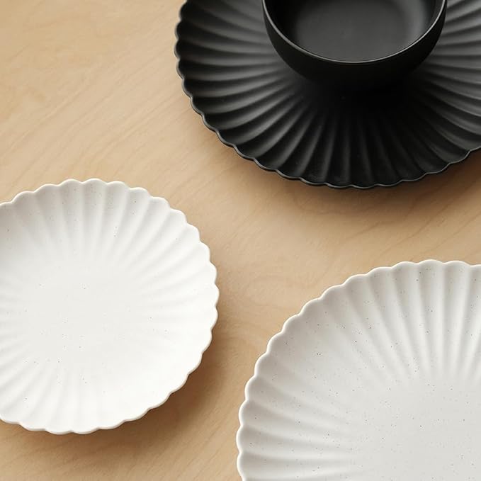 WENSHUO Daisy Plates Set of 6 (Nacre White, 6.7 Inch)