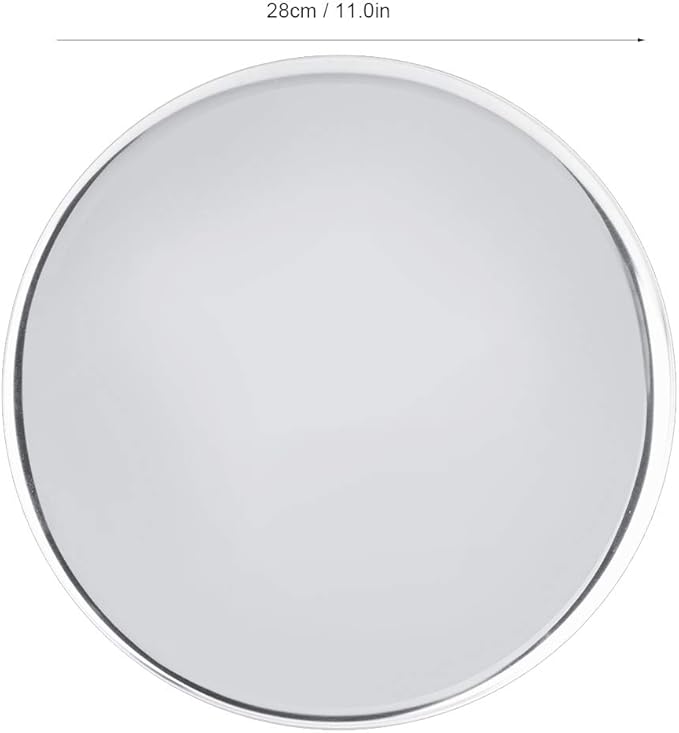 GLOGLOW Silver Serving Tray, Stainless Steel Round Serving Platter with Mirrored Finish, 11 Inch Circular Tray for Home Decor and Food (Large Round Silver)