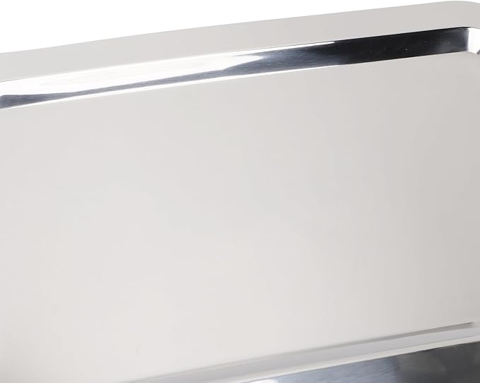 Stainless Steel Serving Tray, Stainless Steel Platter with Handle Multifunction Portable Metal Serving Tray Dinner Plate for Coffee Desserts Cakes (Rectangle Shape with Silver Handle, 47.5cm)
