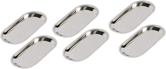 6pcs Stainless Steel Snack Tray Elegant Silver Dessert Plates for Banquets Parties and Restaurants for Serving Cakes Cookies Fruits and Snacks