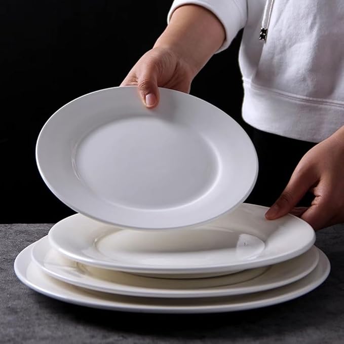 SONGCHAO Party Supplies 2pcs Steak Dinner Plate, Round Plate, Ceramic Dish Plate, Pure White Plate, Flat Plate, Home Western Tableware Party Plates