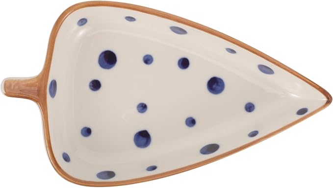 Veemoon Ceramic Snack Plate Hand-painted Leaf Design Dipping Plates for Sauces Appetizers Desserts Multi-use Food Tray for Home Restaurant Decorative Serving Dish