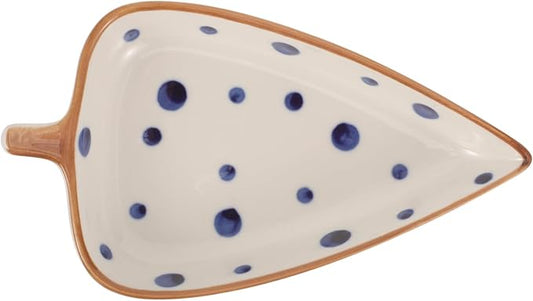 Veemoon Ceramic Snack Plate Hand-painted Leaf Design Dipping Plates for Sauces Appetizers Desserts Multi-use Food Tray for Home Restaurant Decorative Serving Dish