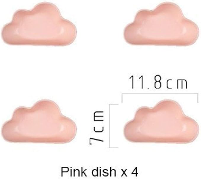 Dinner plate2 PCS 4 PCS Ceramic Color Clouds Plate Porcelain Rain Tray Matt Smooth Plates Cute-Pink cloud4