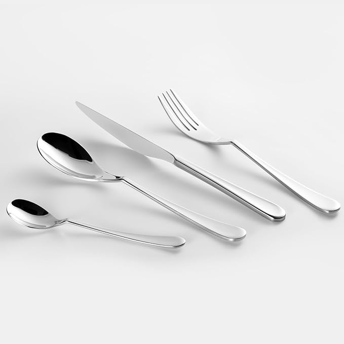 ROCKLAND 146-Piece Serving Utensils Set Flatware, 18/10 Stainless Steel Flatware Set - Mirror Polished Service for 12-24, Hostess Serving Set in Aluminum Case with Handle & Locks, Gift Box