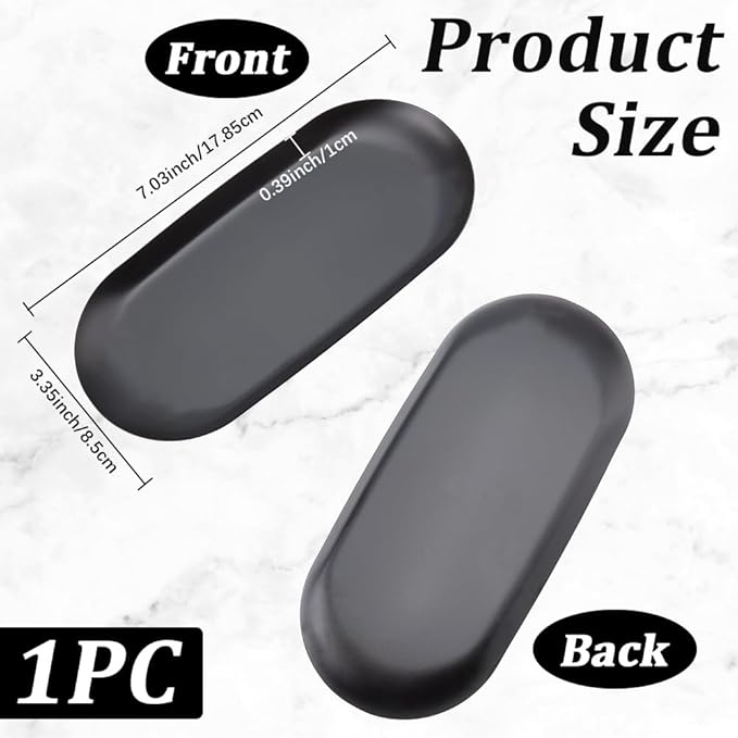 CRASPIRE 7 x 3.47 Inch Trinket Tray Stainless Steel Black Metal Small Oval Jewelry Trays Food Dish Storage Plate Cosmetics Organizer for Serving Platter Towel Jewelry Bathroom Clutter Decorations