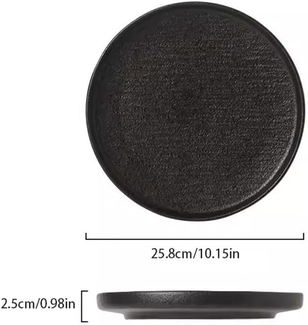 SONGCHAO Party Supplies Black Quicksand Steak Dinner Plate Frosted Western Dinner Plate Ceramic Pasta Plate Light Luxury Dish Plate Home Plate Party Plates (Color : A, Size : Medium)