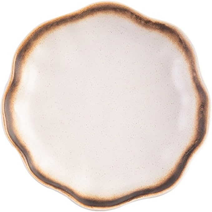 SONGCHAO Party Supplies 8-inch Vintage Plate Household Dish Salad Plate Ceramic Tableware Deep Plate Irregular Dinner Plate Kitchen Fruit Tray Party Plates (Color : B)