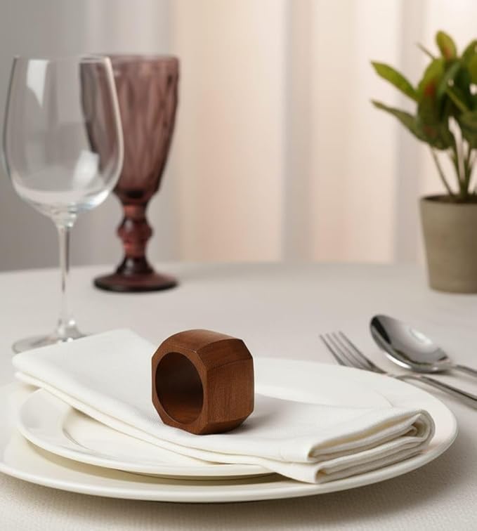 Napkin Rings Dining Table Napkin Holder, Classic Everyday Use Thanksgiving, Christmas Napkin Rings Buckles,Festive Party Gift Farmhouse for Table (Cut Square Set of 12)