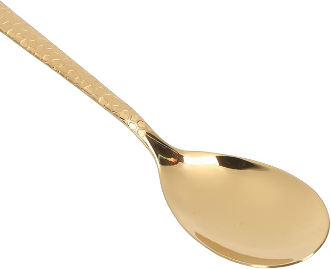 Pssopp Hammered Silverware Set, Serving Sets Flatware Set Service for 4 Person Home Party Wedding Eating Hammered Silverware, Stainless Steel Tableware Mirror Polished Cutlery (Gold)