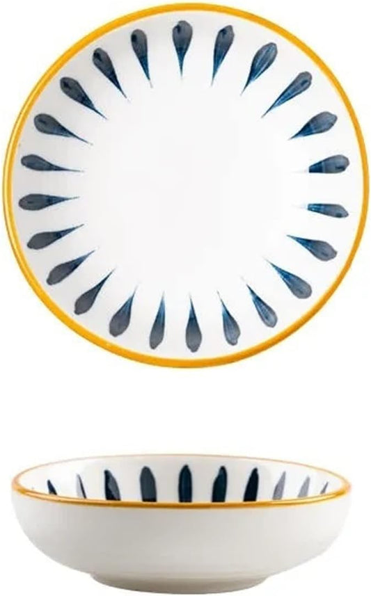 Appetizer Plate Retro Seasoning Dish Creative Ceramic Tableware Household Restaurant Pottery Dish Rice Bowl Sauce Dish Dessert Dish 1 Pcs Snack Plate Sauce Dipping Saucer