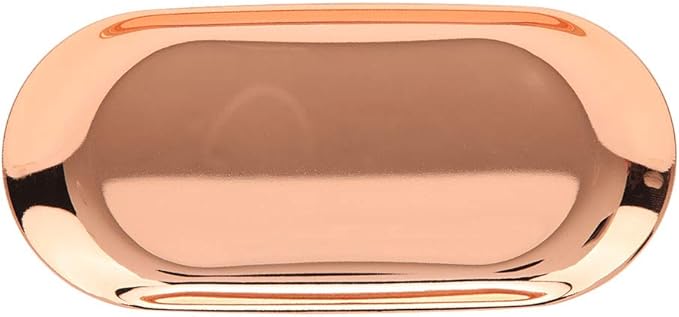 Oval Metal Trays, Stainless Steel Decorative Tray Serving Plate Vanity Trays, Bathroom Candle Trays Fruit Snacks Tray, 23 x 9.5cm (Rose Gold)