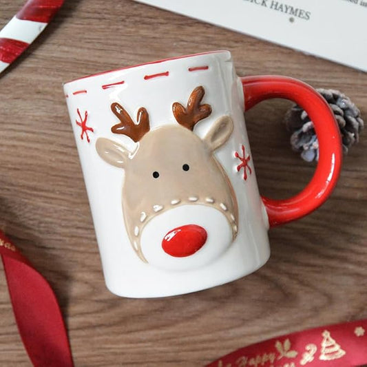 Christmas Ceramic Appetizer Plates for Tapas, Salad, Appetizer, Dishwasher Safe, Microwave Safe, Freezer Safe (Mug 12.6 * 8.2 * 9.9cm)