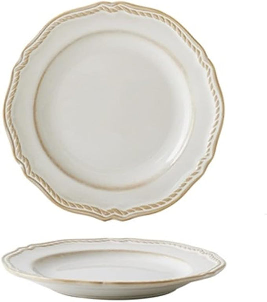 Dining Plate Solid Color Dinner Plate White Ceramic Plate Breakfast Plate and Bowl Simple Dessert Fruit Plate Household Tableware