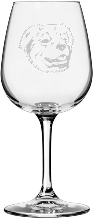 Etched Laser Art Great Pyrenees (Pyrenean Mountain) Personalized Dog Themed Etched 12.75oz Wine Glass Custom Dog Breed Wine Glasses for Pet Lovers, Personalized Birthday Gift for Men & Women