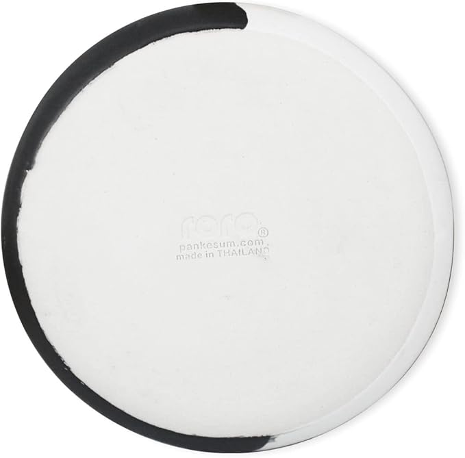 roro Handcrafted Ceramic Appetizer & Salad Plates - Set of 2, Mottled Cream, 7 Inches | Unique Black & White Organic Glazed Design | Sturdy & Food-Safe, Microwave Safe, Lead-free Glazed
