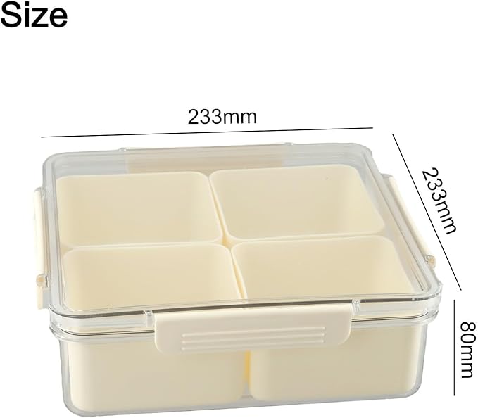 White Divided Serving Tray with Lid, 45 Compartments Snack Box for Candy Nuts Cookies Fruit, Portable ABS Food Storage Container for Parties Picnics Gatherings(Milk white - square)
