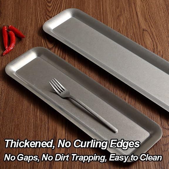 Metal Drip Tray, Stainless Steel Plant Trays for Pots, Oil Drip Pan, Stainless Steel Serving Tray for Food, Potted Plants, Jewelry, Entrance(Gray,80x15 cm/32x6 in)