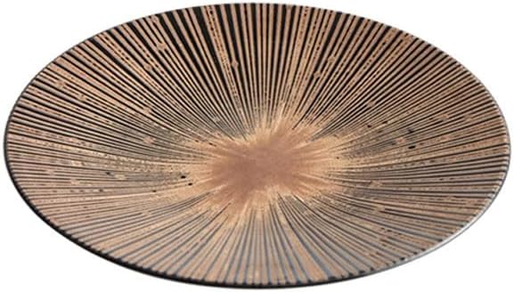 Kitchen Plates Ceramic Ramen Bowl Sushi Nut Plate Round Porcelain Plate Suitable for Refrigerator Dishwasher Oven Microwave White Restaurant Plates(Brown,Small)