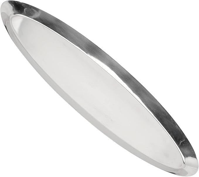 OUNONA Stainless Steel Oval Serving Tray Elegant Food Storage Plate Metal Towel Tray for Snacks Fruits Desserts for Parties Home and Restaurants