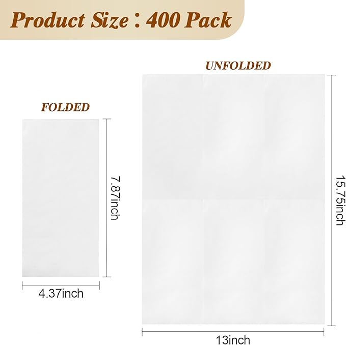 BESTVIP 400 Pack Disposable Paper Napkins,3-Ply White Dinner Napkins for Guests,Bathroom Paper Hand Towels Soft and Absorbent, Perfect for Christmas, Kitchen, Dinner, Party, Wedding or Event