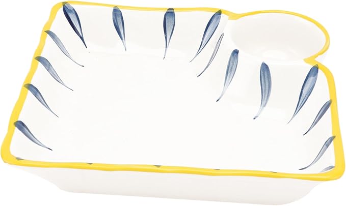 LIFKOME Ceramic Plate Serving Dish Separate Dipping Saucer for Hot Pot and Snacks