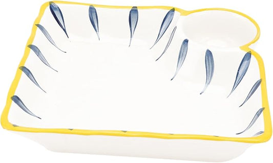 LIFKOME Ceramic Plate Serving Dish Separate Dipping Saucer for Hot Pot and Snacks
