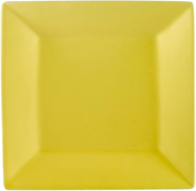 CAC China KC-21-SFL Color Arts 12-Inch Stoneware Square Plate, Sunflower, Box of 12
