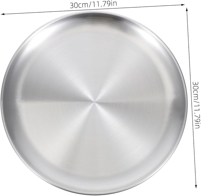 ABOOFAN 1pc Round Stainless Steel Serving Tray Food Platter for Fruits and Cakes Matte Finish for Home Restaurant and Party Use