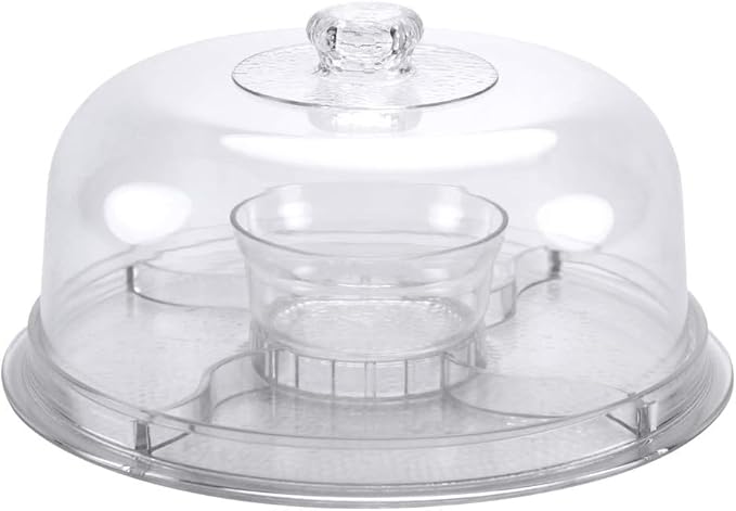 Cake Stand with Dome Cover, 6-in-1 Multi-Purpose Use, Cake Stand with Lid, Serving Platter, Punch Bowl, Desert Platter and More, BPA Free - Case of 6