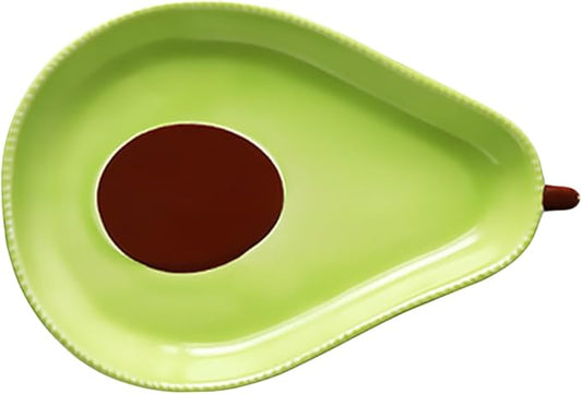 Avocado Shape Ceramic Appetizer Plate Food-Safe Microwave Safe Cute Design for Snacks Desserts Fruits Creative Tableware for Parties and Gatherings