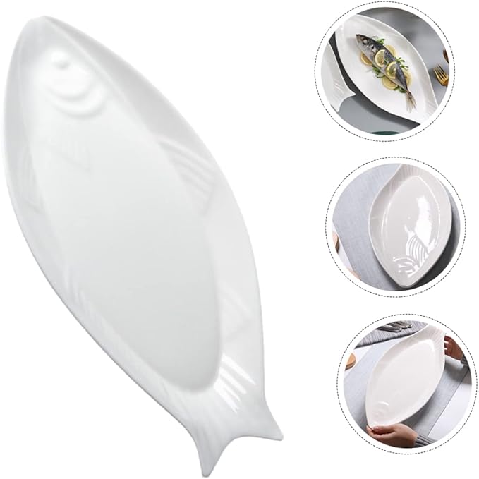 ABOOFAN Ceramic Steamed Fish Plate Serving Dish for Home Use Food Plate for Desserts Appetizers and Family Gatherings Easy to Clean for Parties and Events
