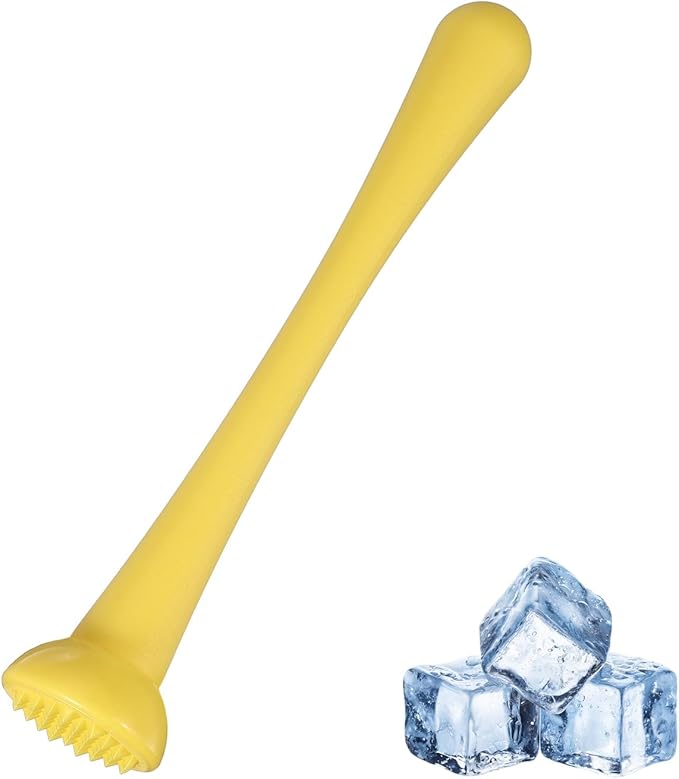 uxcell Cocktail Muddler, 8 Inch PP Drink Muddler Bar Accessories Tools Ice Crusher for Home Party Cocktail Fruit Drinks, Yellow (Thin)