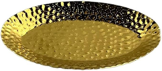 Mini Serving Platter Stainless Steel Serving Tray Hammered Ship Shaped 7.1 x 4 Inch Small Dessert Plates Coffee Table Tray Decorative Plates for Kitchen Party Gold