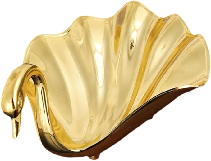 ABOOFAN Metal Serving Tray Fruit Plate Decorative Desk Tray Snack Display Gold Decorative Plate