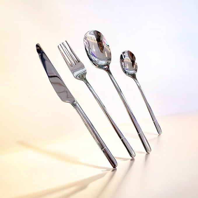 Stainless Steel Flatware serving set,Home Kitchen Eating Tableware Set,Dishwasher Safe,For Home Kitchen Restaurant Hote 4/16/24/32 Pieces 304 Stainless Steel Knife, Fork And Spoon, Western Food Tablew