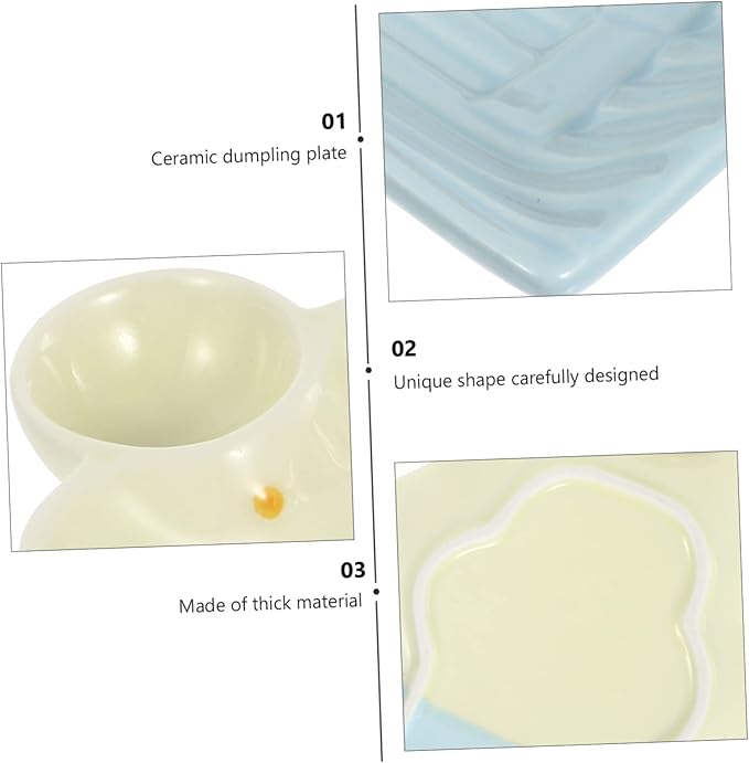 LIFKOME 1pc Ceramic Dumpling Plate Cake Shape Serving Tray Restaurant Salad Plate Easy Clean