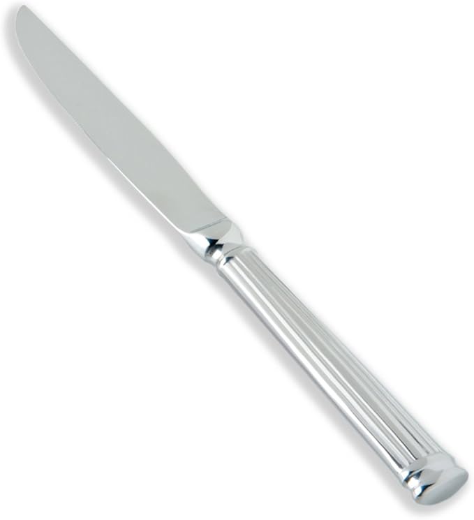 Fortessa Doria 18/10 Stainless Steel Flatware Solid Handle Steak Knife, Set of 12