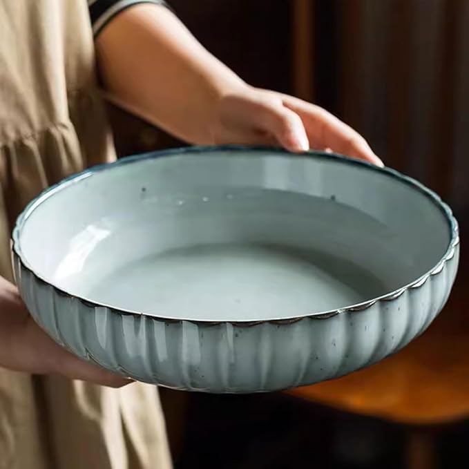 Kitchen Plates Ceramic Deep Plate Household Crayfish Plate Retro Fruit Plate Vegetable Plate Soup Plate Boiled Vegetable Plate Restaurant Plates