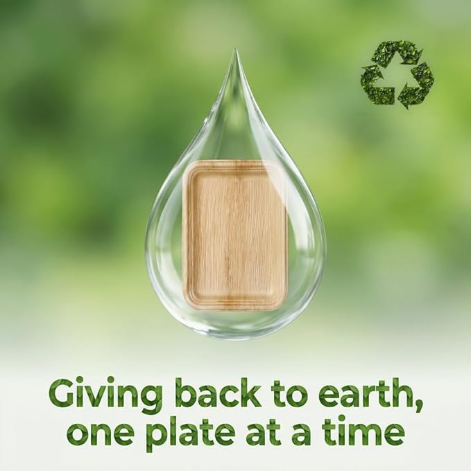 Koala love Bamboo Serving Tray and Platter Disposable Charcuterie Boards Plates and Party Platters Trays Compostable Wooden Food Platters Palm Leaf Dinner Catering Trays 10" x14" (10 pc)