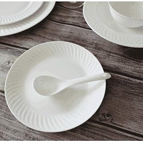 Dinnerware Set 40Pieces Pure White Porcelain Dinner Plates Bone China Tableware Bowls Soup Plates Gravy Boat Oval Plate Service for 6